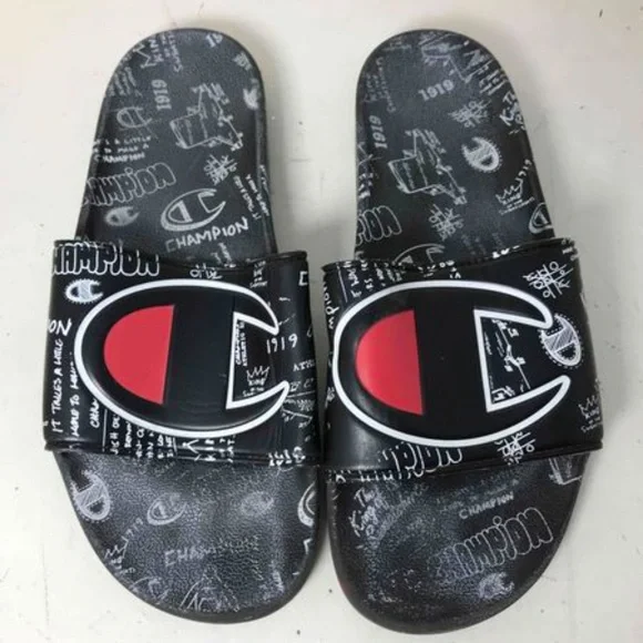 Champion | Shoes | Champion Black Slides Sz M | Poshmark